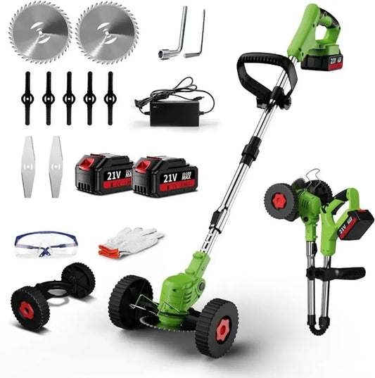 Stringless Weed Wacker,Weed Wacker Battery Operated with 3 Types Blades Grass Trimmer Cordless for Lawns Yard Garden