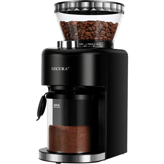 Conical Burr Coffee Grinder, Adjustable Burr Mill with 35 Grind Settings, Electric Coffee Bean Grinder for 2-12 Cups, Large