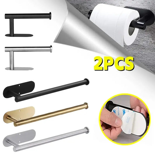 Self Adhesive Toilet Roll Paper Holder Wall Mount Bathroom Storage Organizer Stand Stainless Steel No Punching Towel Dispenser