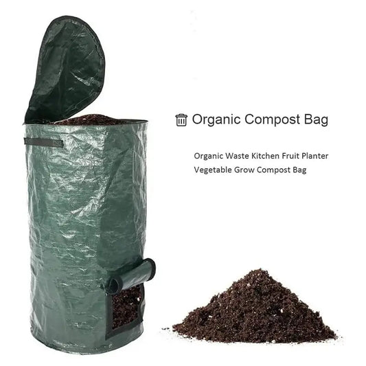 35*60cm Garden Composter Eco-Friendly Bio Fermentation Bag with Zipper and Double Handles Collapsible Compost Bin Waste Bucket